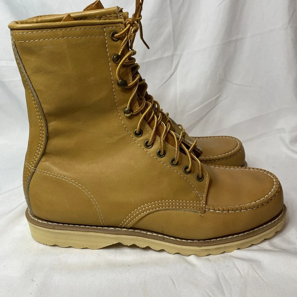 Vintage Sears Heritage Leather Soft Moc Toe Lace Up Boots Style 86255. Size 9D